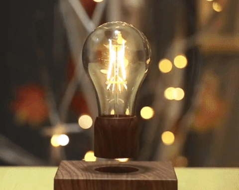 Sleek Magnetic Floating Table Lamp with Wood Stand - Halri