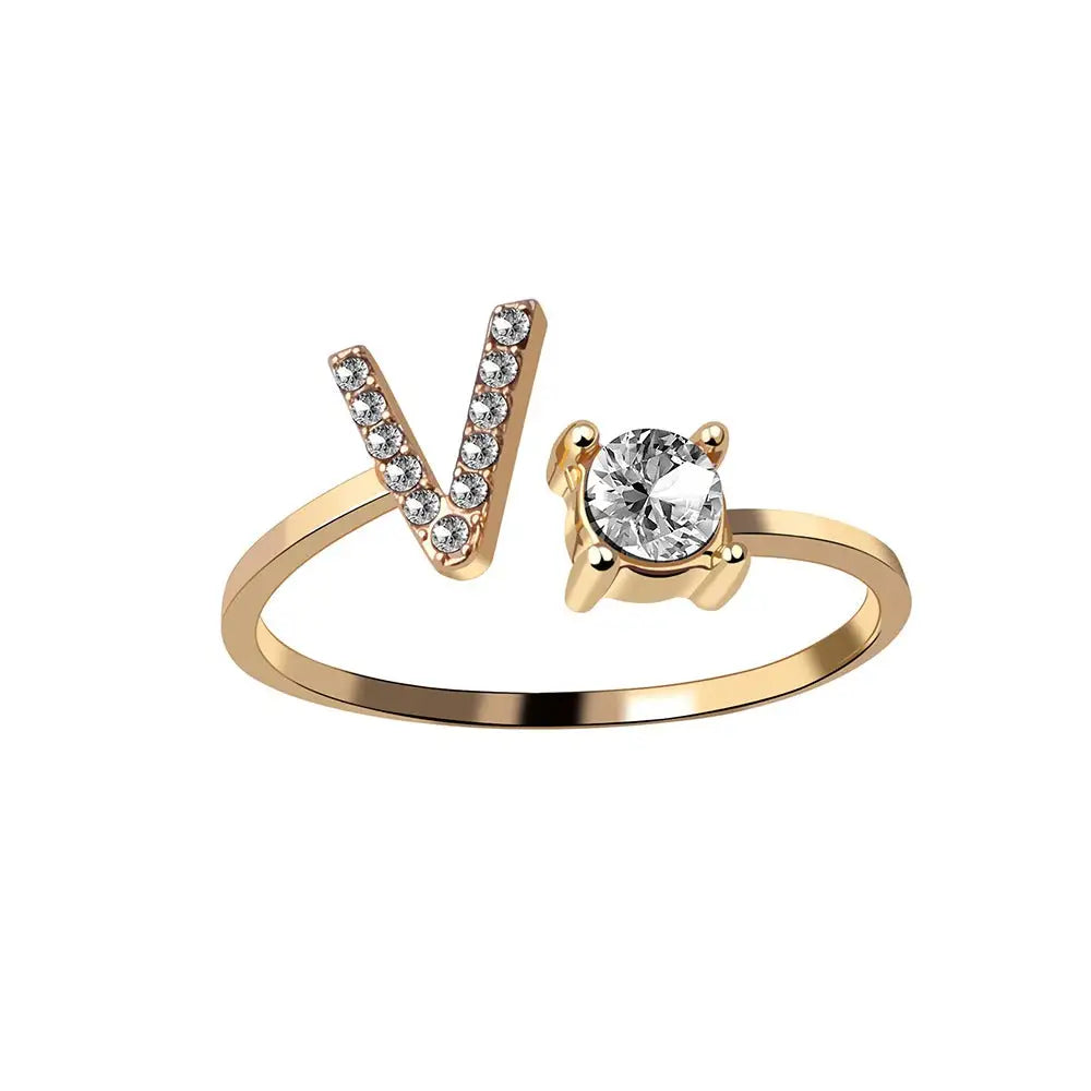 Personalisierter, zarter Diamantring mit Initialen