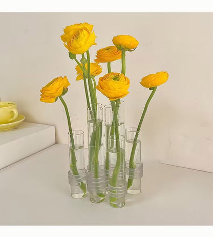 Verstellbare florale Glasvase mit Scharnieren