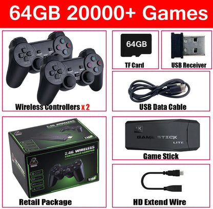 4K Gaming Console Stick with 64GB and Wireless Controllers