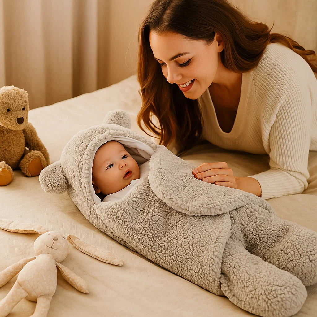 Niedliches Bären-Babydecken- und Pyjama-Set