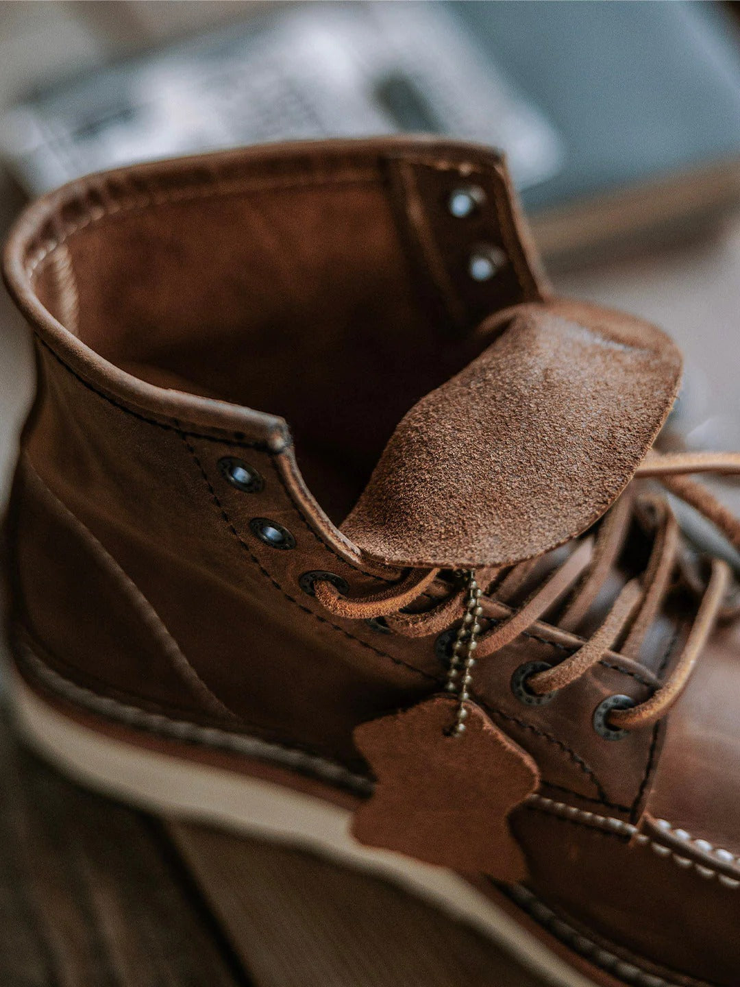 Rugged Genuine Leather Moc Toe Boots