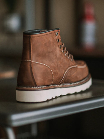 Rugged Genuine Leather Moc Toe Boots
