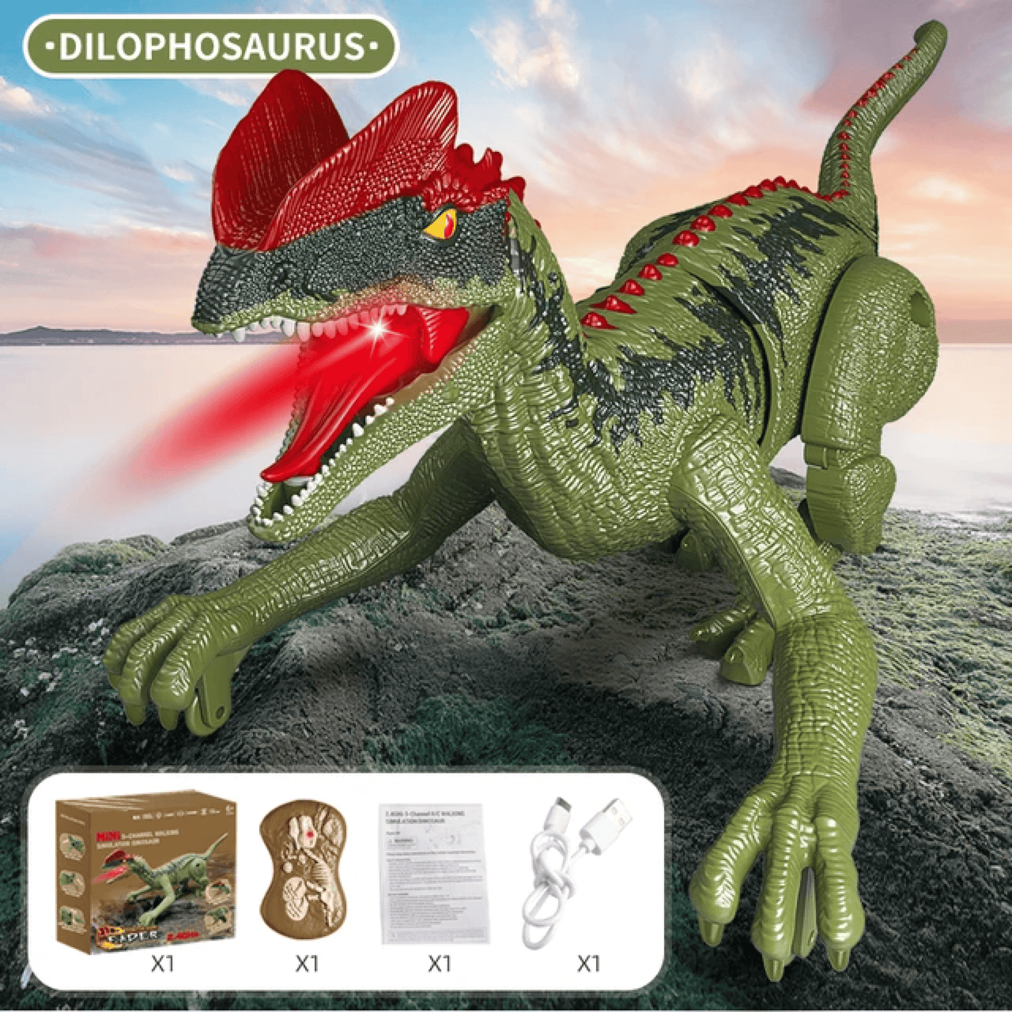 Fun Interactive RC Dino Toy with Lights and Sounds
