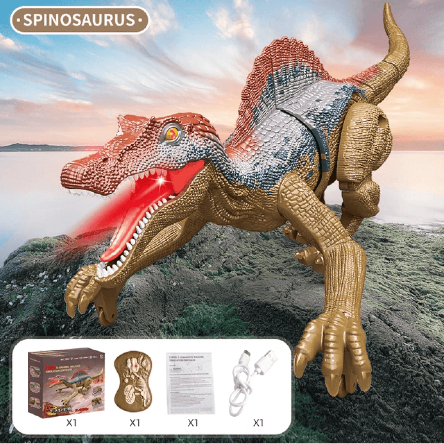Fun Interactive RC Dino Toy with Lights and Sounds