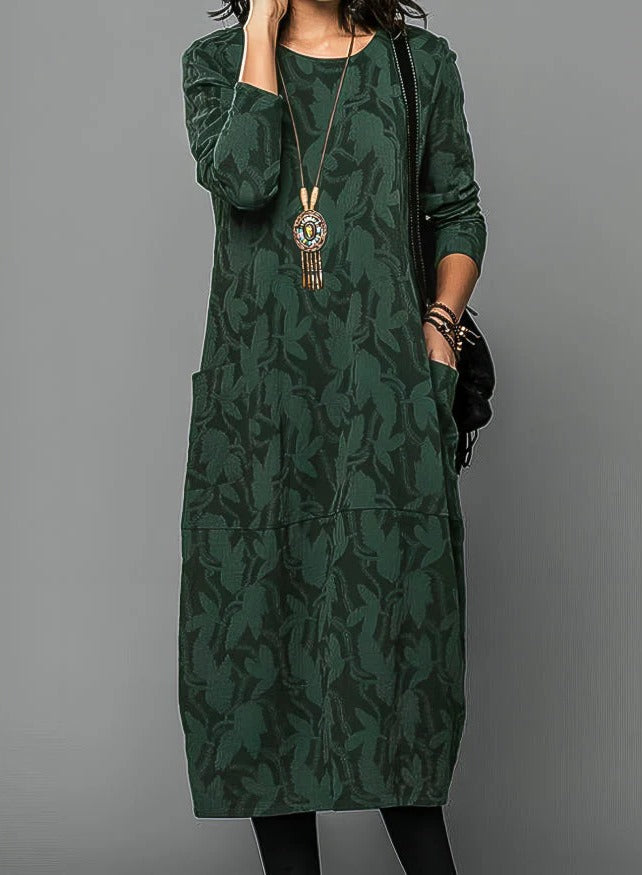 Cozy Round Neck Women's Winter Dress - Halri
