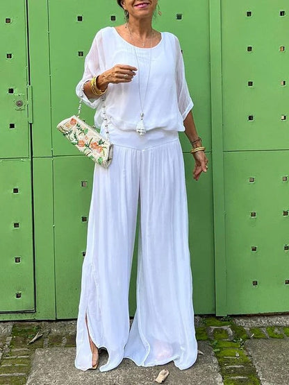 Flowy 2-Piece Wide Leg Chiffon Pants