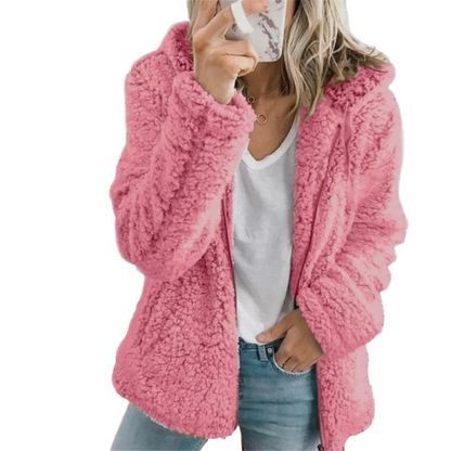 Warm Faux Fur Teddy Coat with Pockets and Zipper - Befez