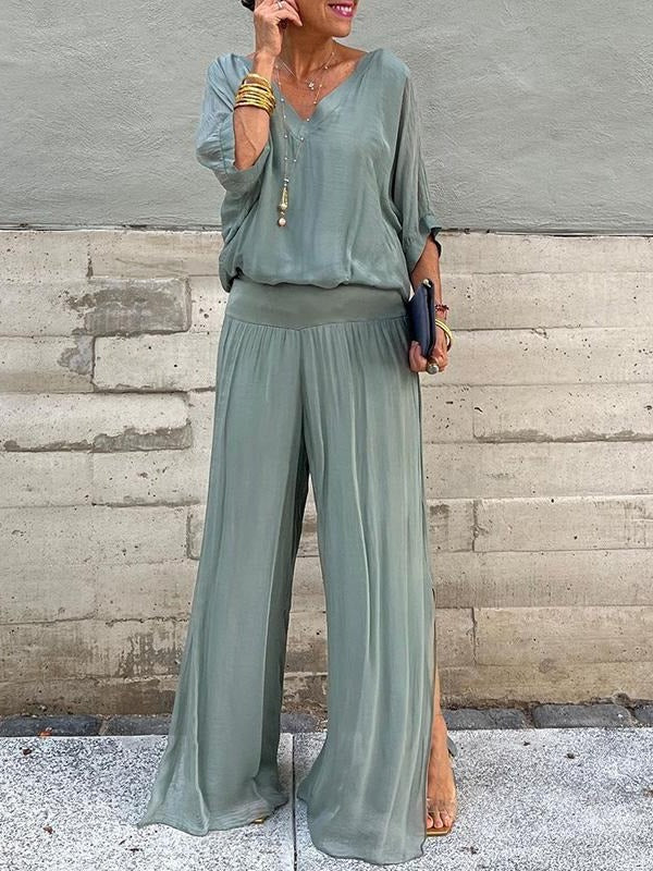 Flowy 2-Piece Wide Leg Chiffon Pants