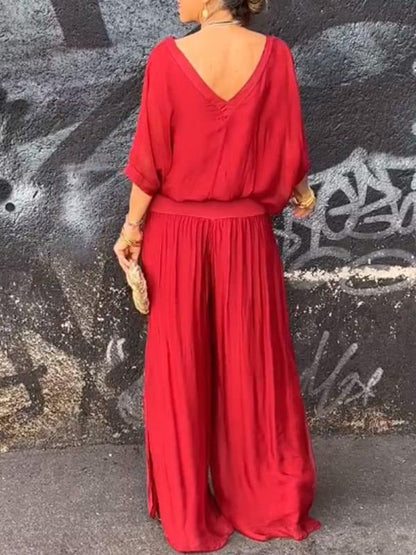 Flowy High-Waisted Wide Leg Chiffon Pants