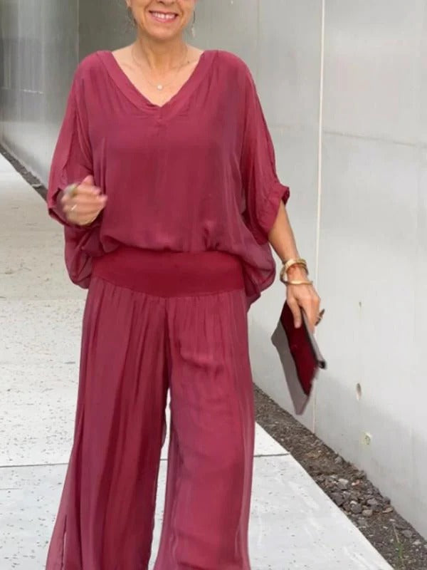 Flowy 2-Piece Wide Leg Chiffon Pants