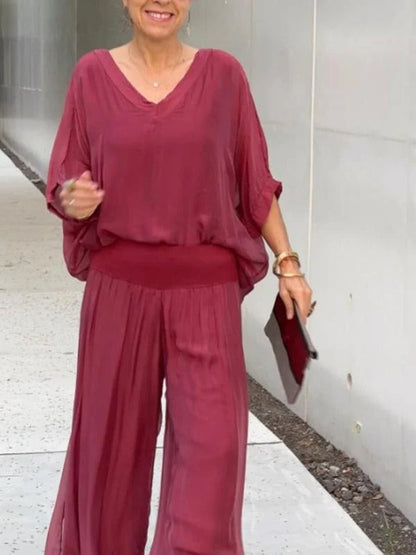Flowy 2-Piece Wide Leg Chiffon Pants