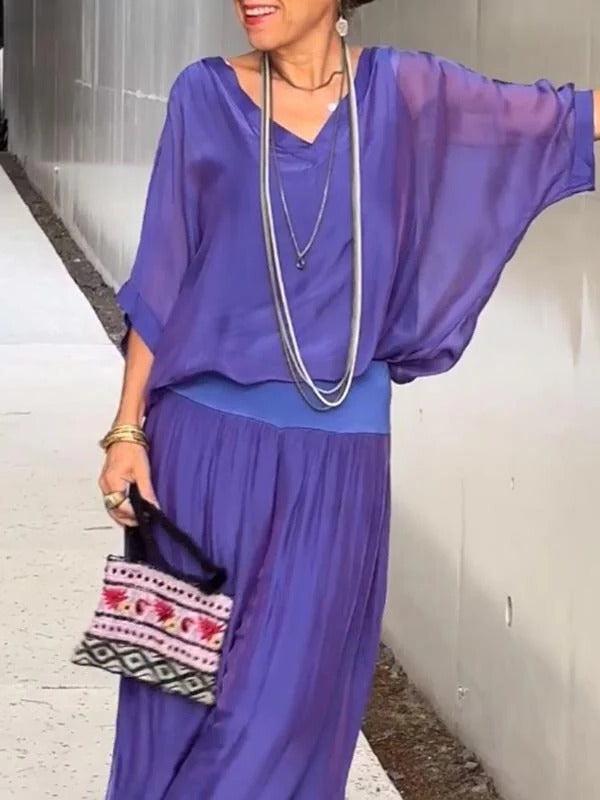 Flowy High-Waisted Wide Leg Chiffon Pants