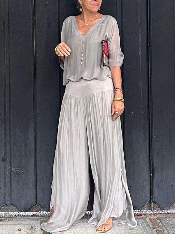 Flowy High-Waisted Wide Leg Chiffon Pants