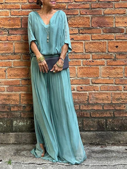 Flowy 2-Piece Wide Leg Chiffon Pants
