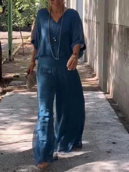 Flowy 2-Piece Wide Leg Chiffon Pants