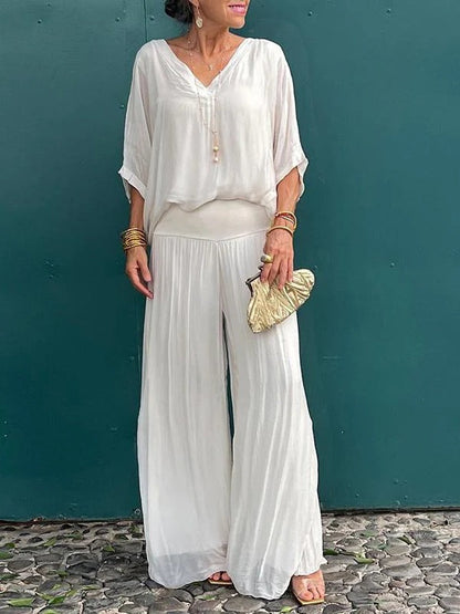 Flowy 2-Piece Wide Leg Chiffon Pants