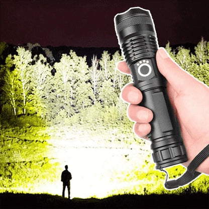 Bright Rechargeable LED Torch - 90,000 Lumens High Power Flashlight