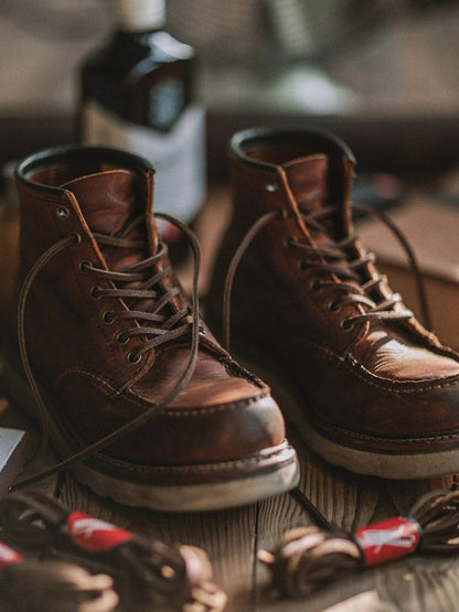 Rugged Genuine Leather Moc Toe Boots - Halri