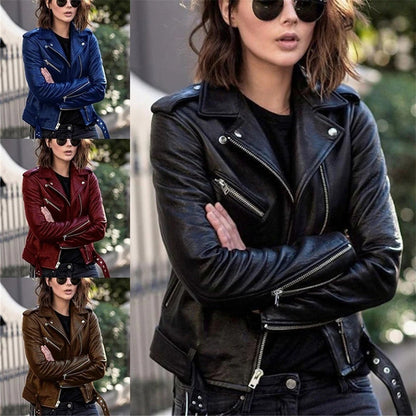 Premium Leather Biker Jacket in Classic Colors