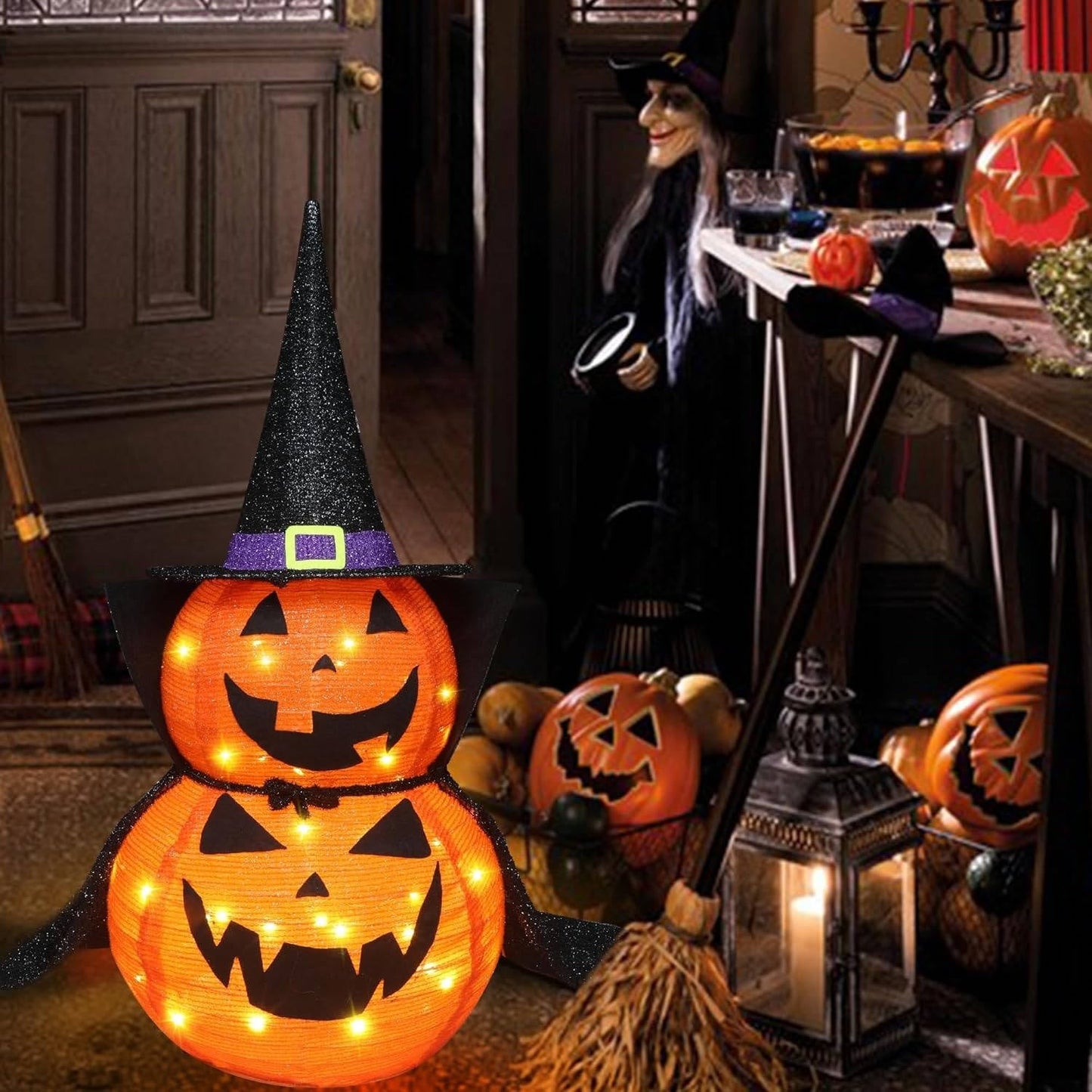 2 Pack 3ft LED Pumpkin Yard Decor Lights