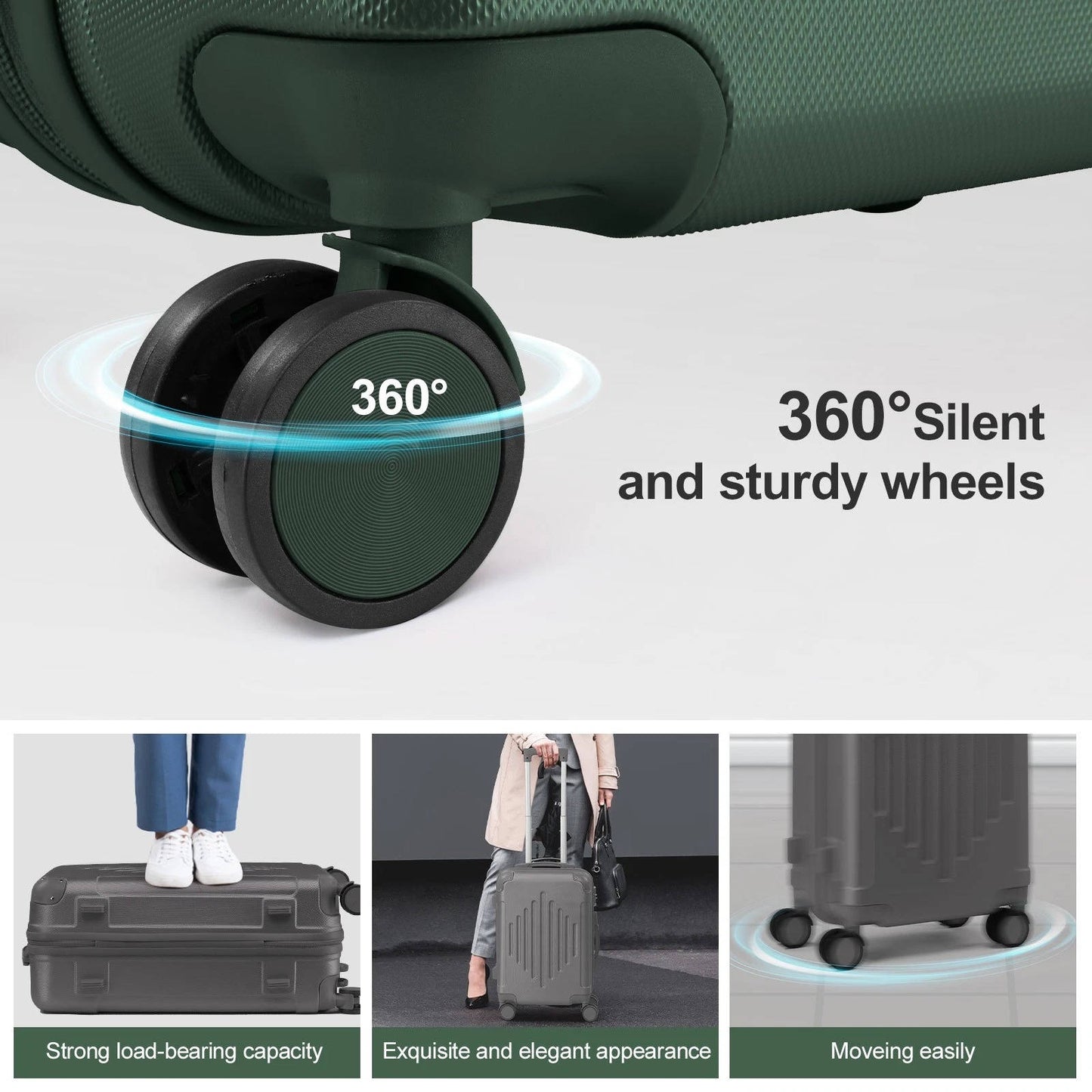 Durable 5 Piece Hardside Luggage Set with Spinner Wheels