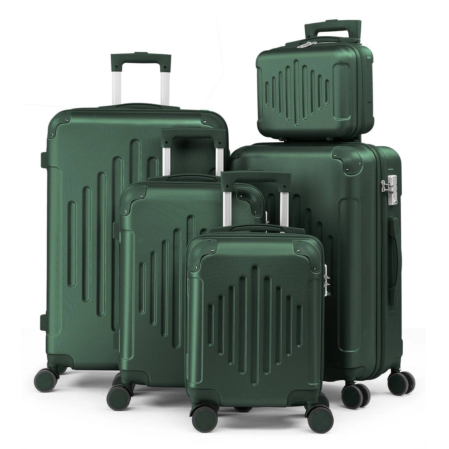 Durable 5 Piece Hardside Luggage Set with Spinner Wheels