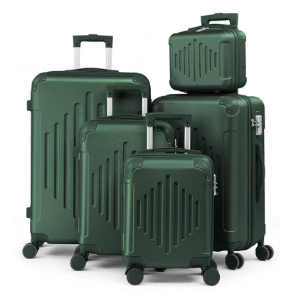 Durable 5 Piece Hardside Luggage Set with Spinner Wheels