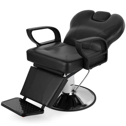 Durable Reclining Barber Chair with 360° Swivel