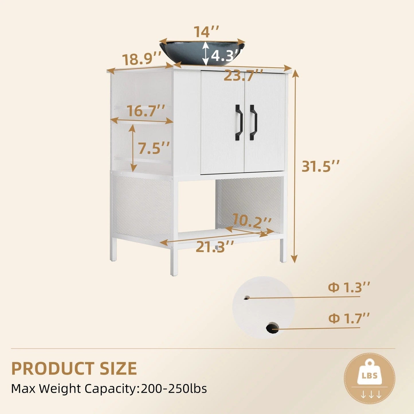 White 24 Bathroom Vanity with Sink and Storage Cabinet