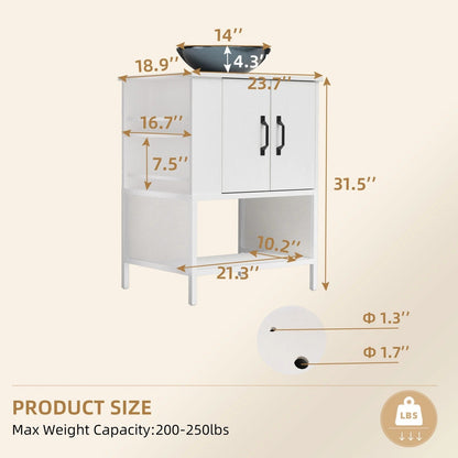 White 24 Bathroom Vanity with Sink and Storage Cabinet