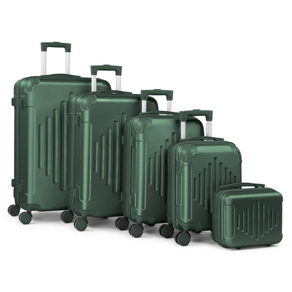 Durable 5 Piece Hardside Luggage Set with Spinner Wheels