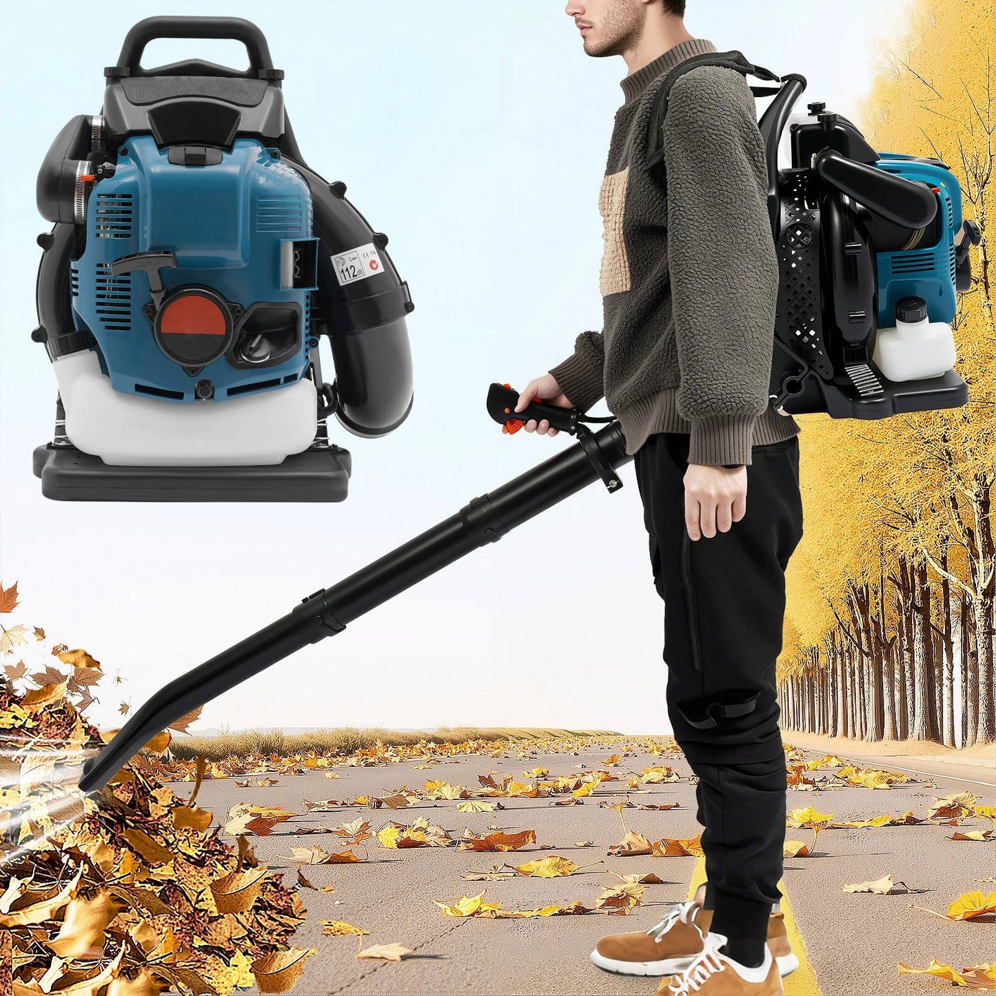Powerful 2 Stroke Gas Leaf Blower for Lawn Snow - Halri