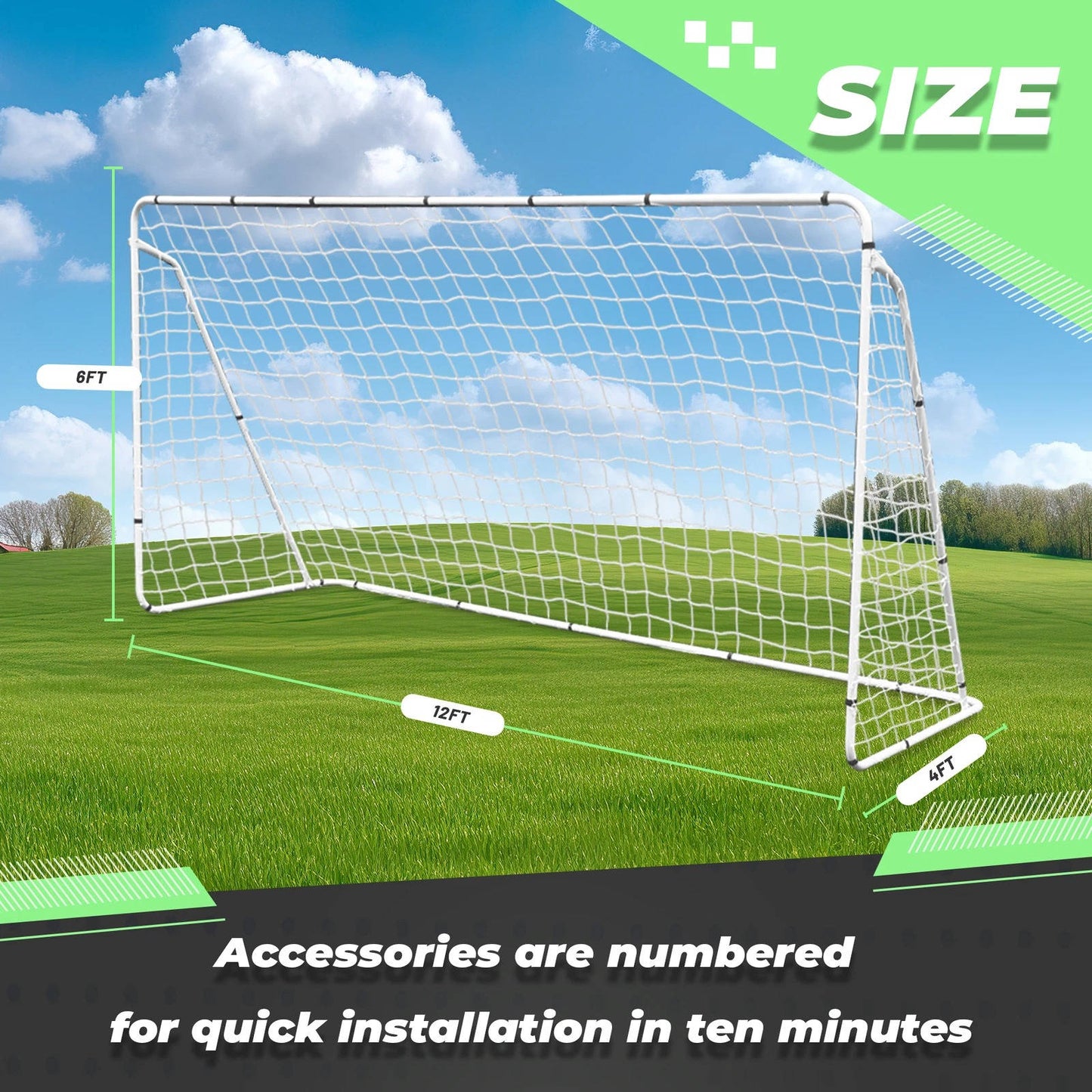 Compact 12x6 Feet Pop Up Soccer Goal Set