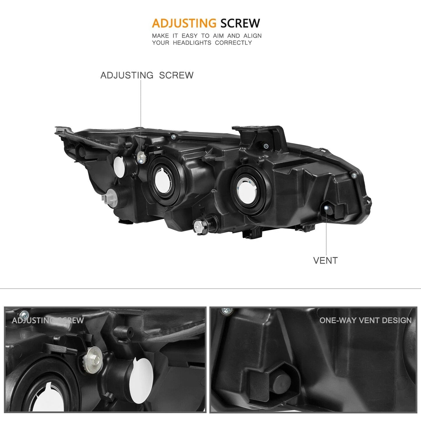 OEM Style Honda Civic Black LED Headlights Pair