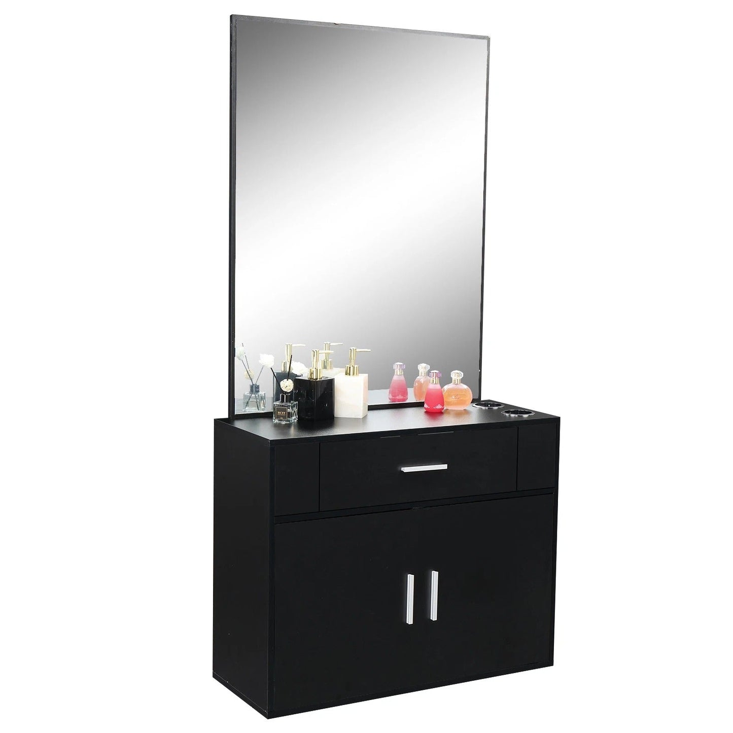 Modern Salon Storage Cabinet with Mirror and Drawers