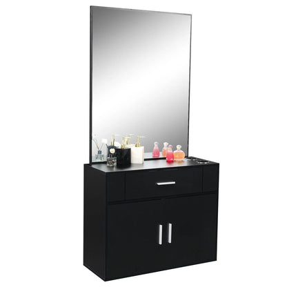 Modern Salon Storage Cabinet with Mirror and Drawers
