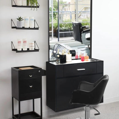 Modern Salon Storage Cabinet with Mirror and Drawers