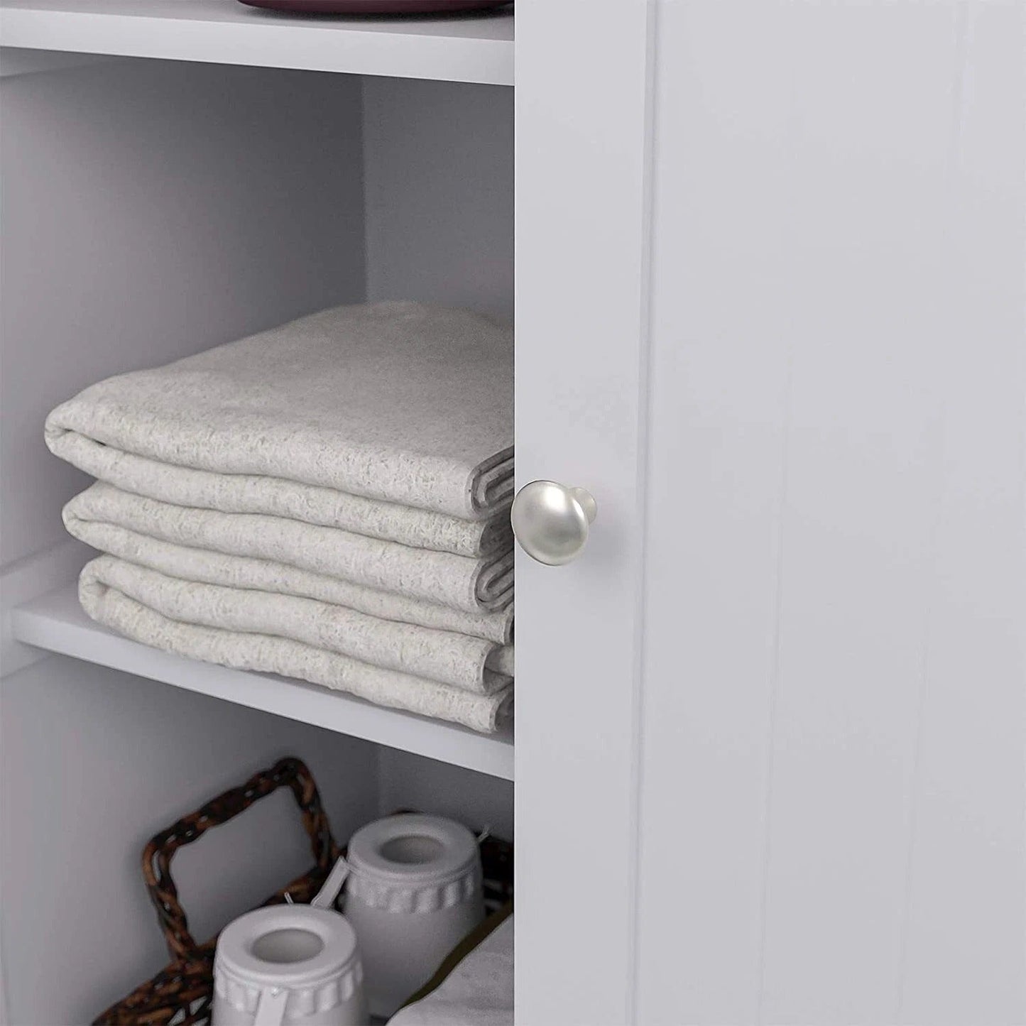 Modern 3 Shelf Bathroom Floor Cabinet with Double Doors