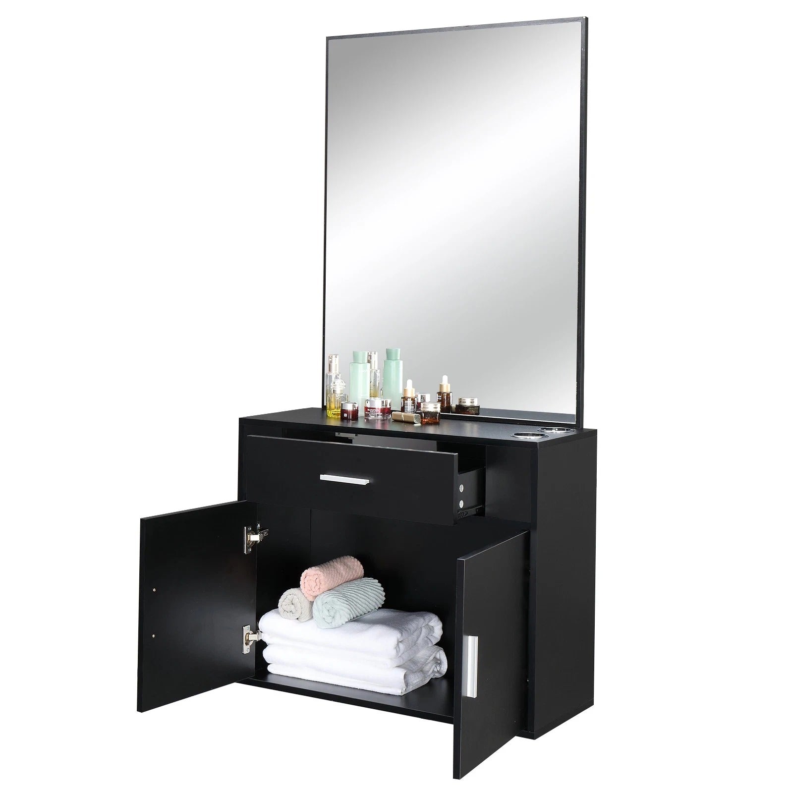 Modern Salon Storage Cabinet with Mirror and Drawers - Halri