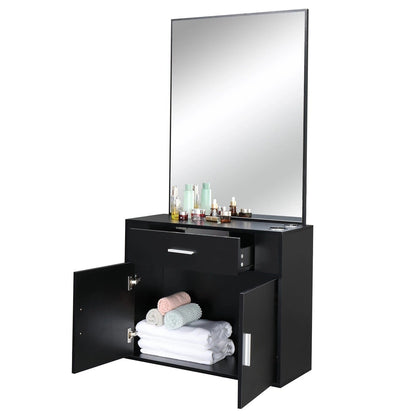 Modern Salon Storage Cabinet with Mirror and Drawers - Halri