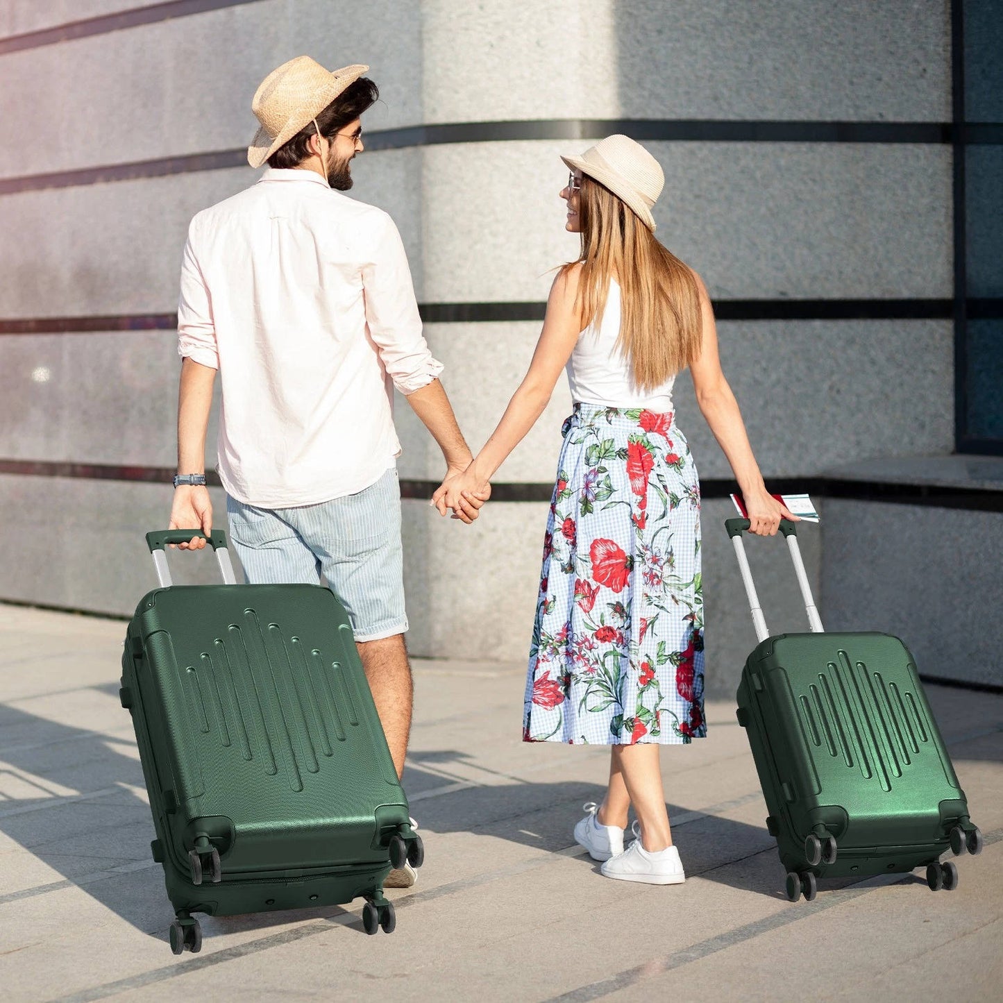 Durable 5 Piece Hardside Luggage Set with Spinner Wheels