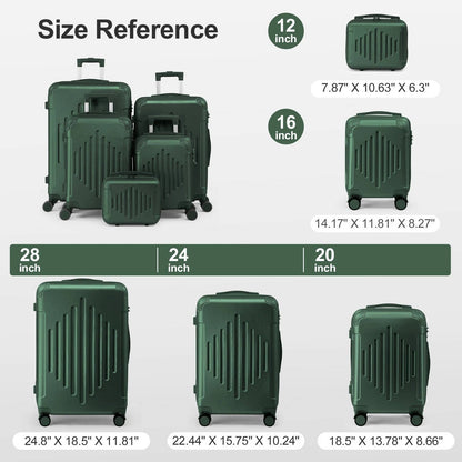 Durable 5 Piece Hardside Luggage Set with Spinner Wheels