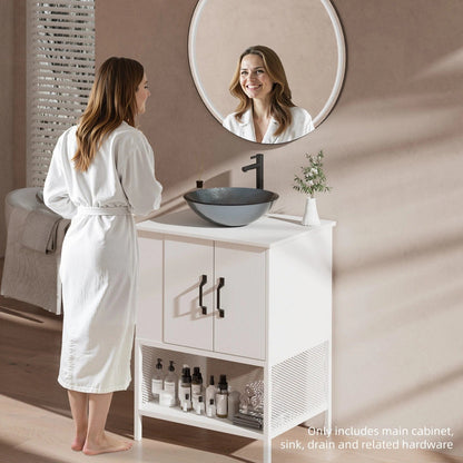 White 24 Bathroom Vanity with Sink and Storage Cabinet