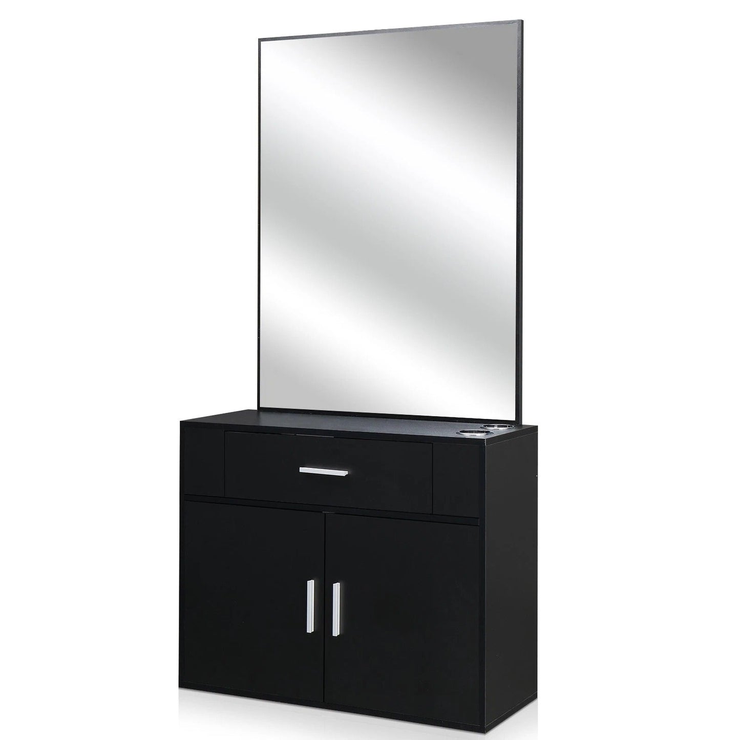 Modern Salon Storage Cabinet with Mirror and Drawers