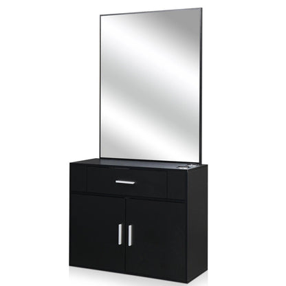 Modern Salon Storage Cabinet with Mirror and Drawers