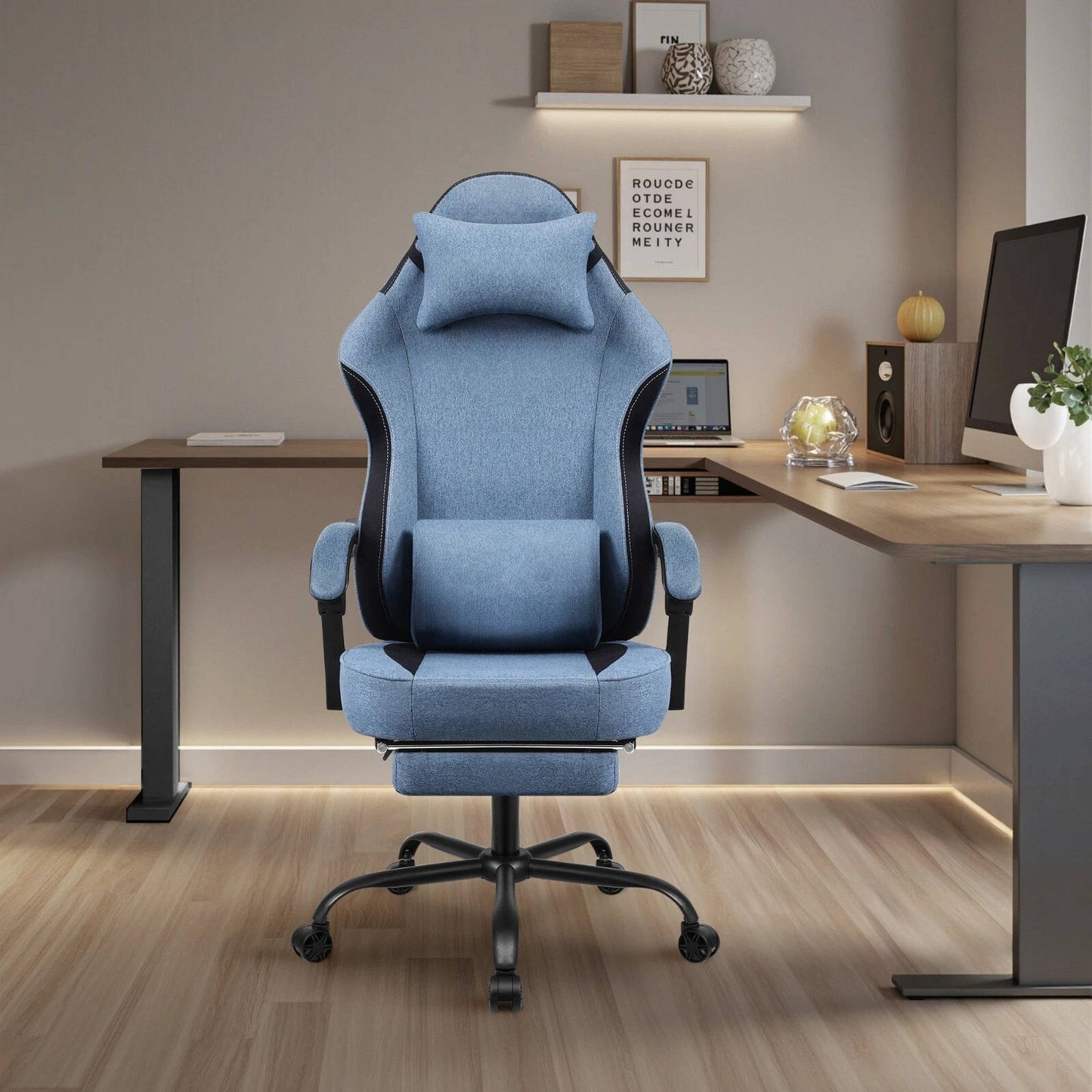 Comfortable Gaming Chair With Adjustable Footrest
