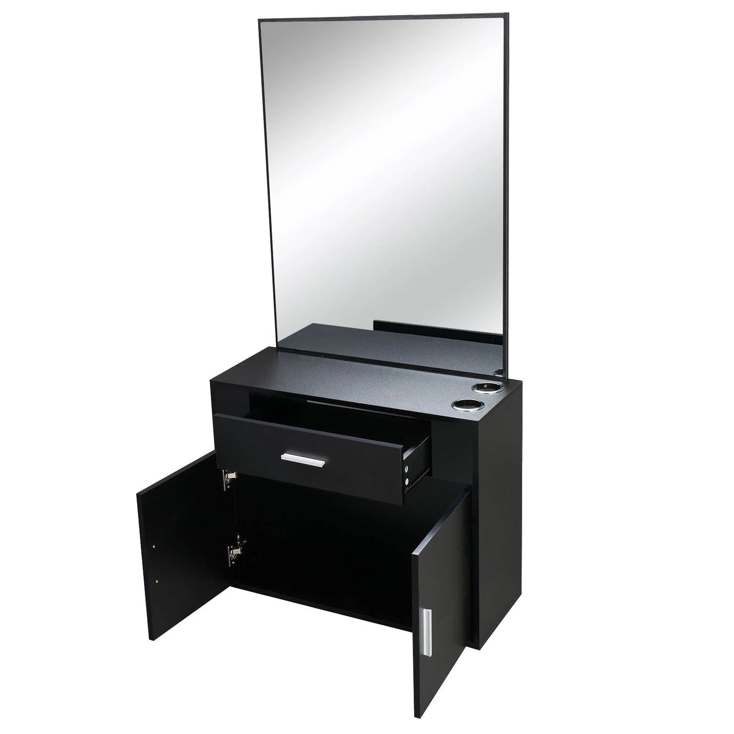 Modern Salon Storage Cabinet with Mirror and Drawers