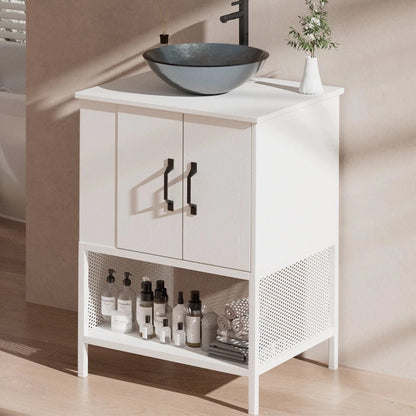 White 24 Bathroom Vanity with Sink and Storage Cabinet - Halri
