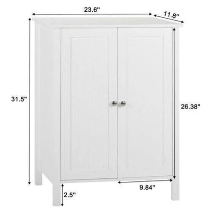 Modern 3 Shelf Bathroom Floor Cabinet with Double Doors